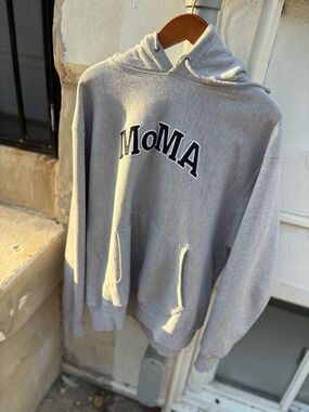 Moma Light Gray Pullover Hoodie with Bold Logo